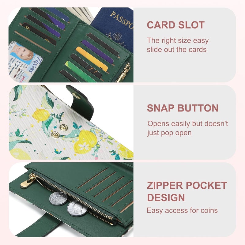 yiijay Womens Wallet RFID Blocking Vegan Leather Trifold Clutch Credit Card Holder Ladies Travel Wallet Purse with Pen Holder - Image 3